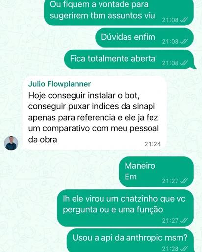 Aluno instalou o assistente e puxou índices do SINAPI