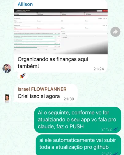 Aluno organizando as finanças da obra no sistema